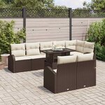 vidaXL Ensemble de canapé de jardin 9 Pièces Marron Poly rotin