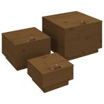 vidaXL Boîtes de rangement avec couvercles 3 Pièces Marron miel