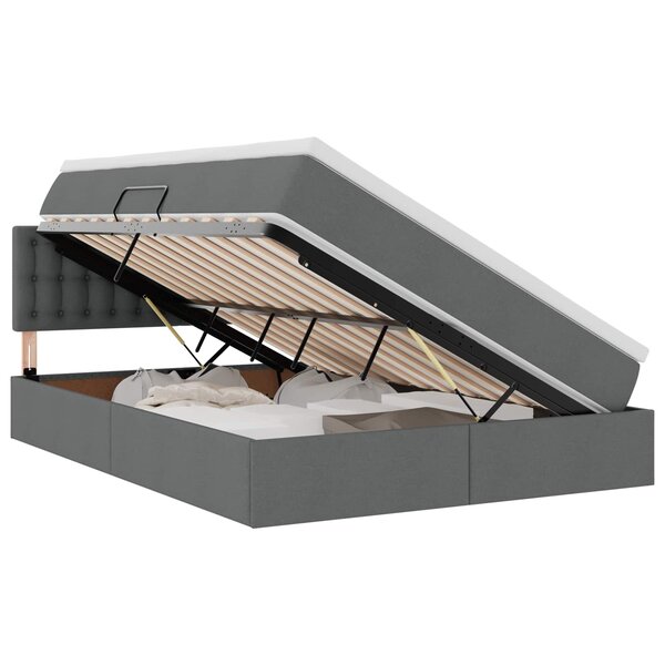 vidaXL Lit avec rangement et matelas Gris foncé 140 x 190 cm
