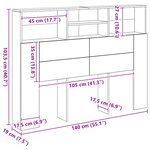 vidaXL Armoire de tête de lit chêne artisanal 140x19x103 5 cm