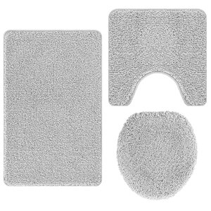 vidaXL Ensemble de tapis de bain antidérapants 3 Pièces Gris PP