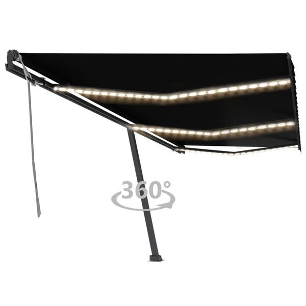vidaXL Auvent manuel rétractable avec LED 600x300 cm Anthracite