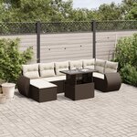 vidaXL Salon de jardin 8 Pièces avec coussins marron résine tressée