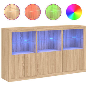 vidaXL Buffet avec lumières LED chêne sonoma 181 5x37x100 cm