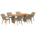 vidaXL Ensemble de salle à manger pour jardin 7 Pièces Beige polyrotin