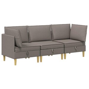 vidaXL Canapé modulaire avec rangement 3 Pièces Taupe Tissu