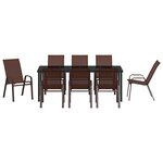 vidaXL Ensemble de repas de jardin 9 pièces Brun Textilène et Acier