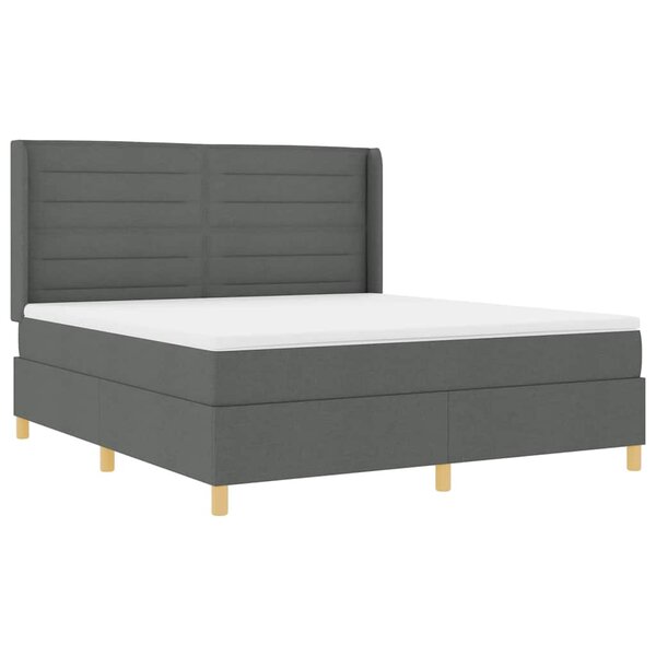 vidaXL Lit à ressorts avec bandes LED Gris 180 x 200 cm tissu