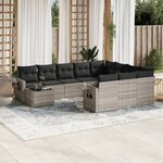 vidaXL Salon de jardin 11 Pièces avec coussins gris clair résine tressée
