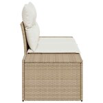 vidaXL Canapé de jardin 2 places avec coussins beige en poly rotin