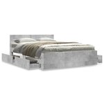 vidaXL Cadre de lit avec tête de lit gris béton 135x190 cm