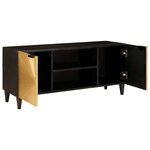 vidaXL Meuble TV Noir et or 105 x 33 x 46 cm bois de manguier massif