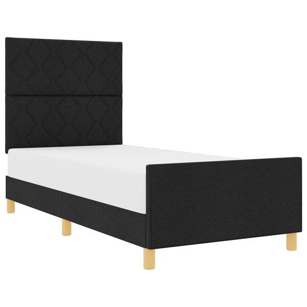 vidaXL Cadre de lit avec tête de lit Noir 100 x 200 cm tissu