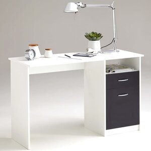 Fmd bureau avec 1 tiroir 123 x 50 x 76 5 cm blanc et noir 3004-001