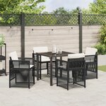 Ensemble de Salle à Manger de Jardin de 5 Pièces avec Coussins en Poly Rattan Noir
