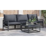 vidaXL Ensemble de canapé de jardin 3 Pièces Anthracite Acier