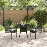 vidaXL Ensemble de salle à manger de jardin 3 pièces en poly rattan noir