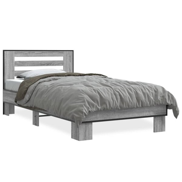 vidaXL Cadre de lit sans matelas sonoma gris 90x200 cm