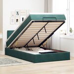 vidaXL Lit ottoman avec matelas et LED vert foncé 90x200cm velours