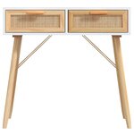 vidaXL Table console Blanc 80x30x75 cm Bois massif pin /rotin naturel