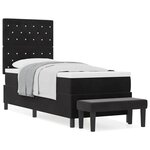 vidaXL Lit Box Spring avec Matelas & Banc Noir 80x200 cm Velours