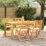 Chaises de jardin pliantes vidaXL avec coussin blanc 4 pièces en bois d'acacia solide