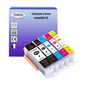 5 Cartouches compatibles avec Canon Pixma MG5400, MG5450, MG5500, MG5550, MG5600, MG5650, MG5655 remplace Canon PGI-550, CLI-551 XL - T3AZUR