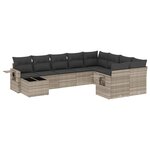 vidaXL Salon de jardin avec coussins 10 Pièces gris clair résine tressée