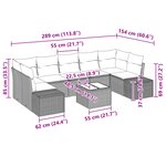vidaXL Ensemble de Canapés de Jardin 8 Pièces avec Coussins Gris Poly Rattan