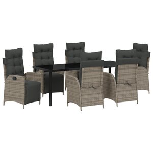 vidaXL Ensemble de Jardin de 7 Pièces en Gris Poly Rattan