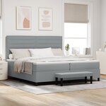 vidaXL Lit Box Spring avec matelas et banc gris clair 200x200 cm tissu