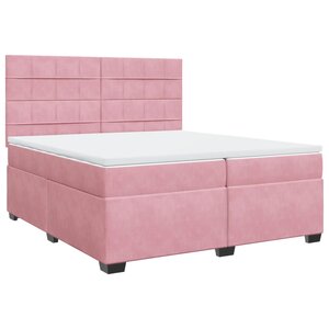 vidaXL Sommier à lattes de lit avec matelas Rose 200x200 cm Velours
