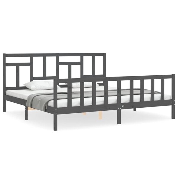 vidaXL Cadre de lit sans matelas gris 200x200 cm bois massif de pin