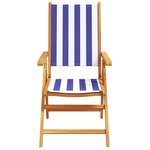 vidaXL Chaises de jardin lot de 2 bleu/blanc bois acacia massif tissu