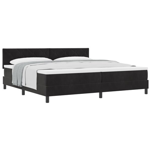 vidaXL Lit Box Spring avec Matelas Noir 200x200 cm Velours