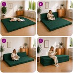 vidaXL Canapé-lit pliable 180 x 67 x 45 cm Vert foncé