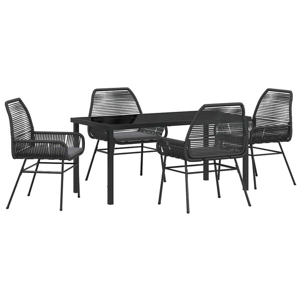 vidaXL Ensemble de salle à manger pour jardin 5 Pièces Noir polyrotin