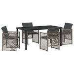 Ensemble de salle à manger de jardin de 5 pièces avec coussins Gris Poly Rattan