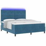 vidaXL Lit à ressort LED avec matelas Bleu foncé 180 x 200 cm tissu