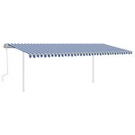 vidaXL Auvent manuel rétractable avec LED 6x3 5 m Bleu et blanc