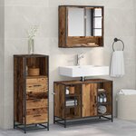 vidaXL Ensemble de mobilier de salle de bain 3 Pièces Bois Ancien