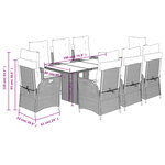vidaXL Ensemble à manger de jardin et coussins 9 Pièces beige Poly rotin