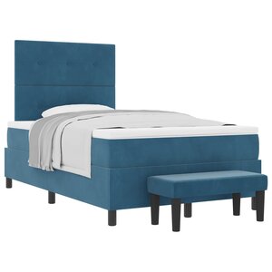 vidaXL Lit à ressorts avec tête de lit Bleu foncé 190 x 120 cm Velours