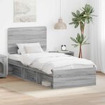 vidaXL Cadre de lit Gris Sonoma 90 x 190 cm Pin massif