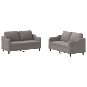 vidaXL Ensemble de canapés 2 Pièces avec coussins Taupe Tissu