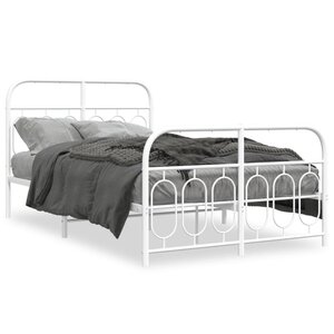 vidaXL Cadre de lit métal sans matelas et pied de lit blanc 120x200 cm