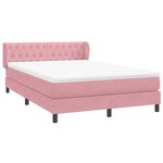 vidaXL Sommier à lattes de lit avec matelas rose 160x220 cm velours