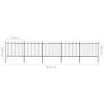 vidaXL Clôture de jardin avec dessus en lance Acier 8 5 x 1 5 m Noir