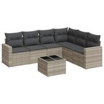 vidaXL Salon de jardin avec coussins 7 Pièces gris clair résine tressée