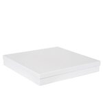 Boîte carrée plate luxe blanc mat couvercle cloche 34.4 x 34.4 x 4.9 cm